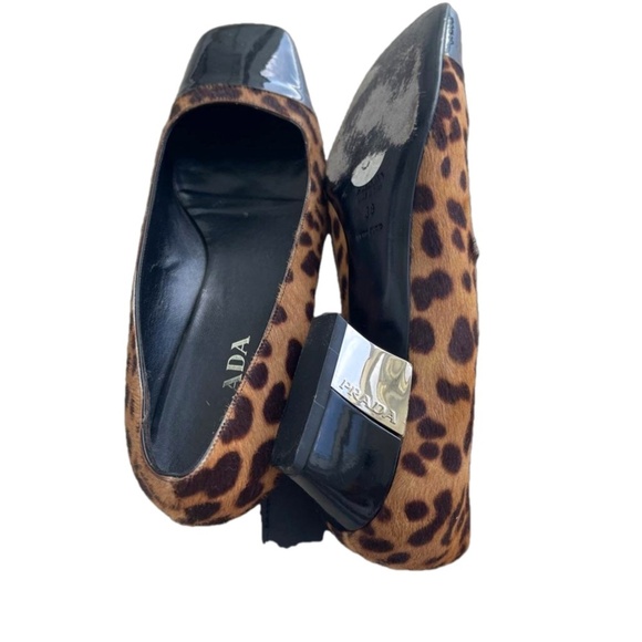 PRADA LEOPARD PRINT PONNY HAIR LEATHER AND PATENT SZ 8 - Picture 13 of 13